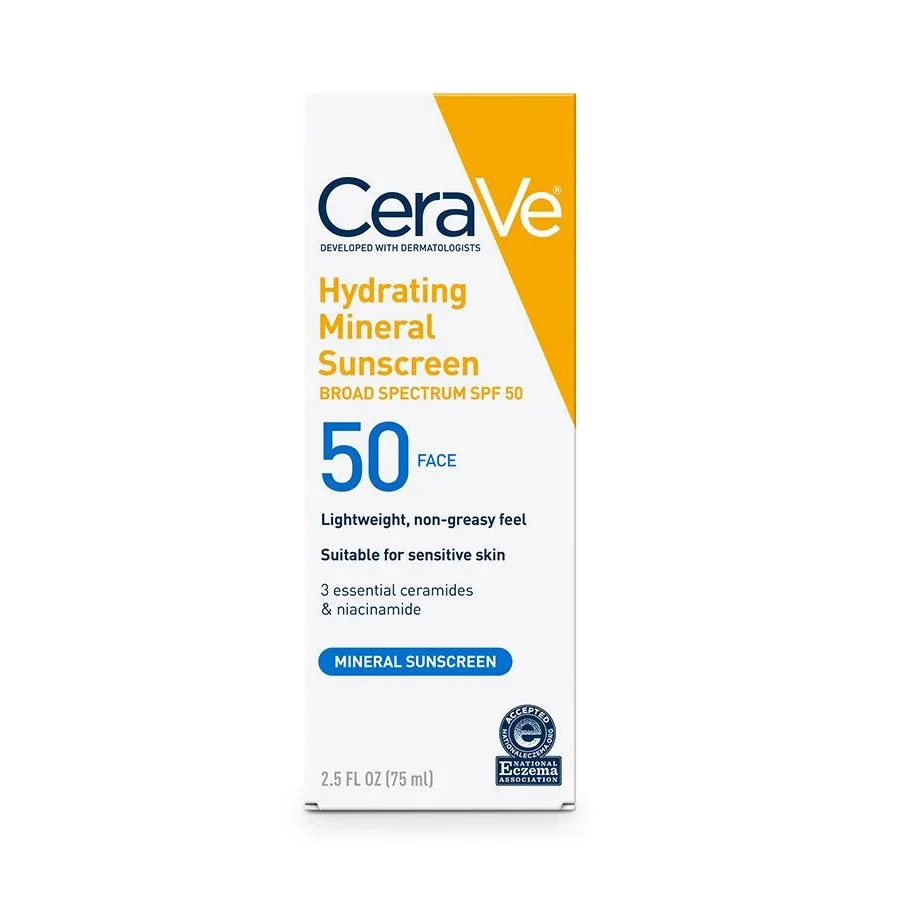 CeraVe Hydrating Mineral Face Sunscreen Broad Spectrum SPF 50 (75g) — OG Carecraft luxury skincare